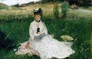 Berthe Morisot Reading, oil painting